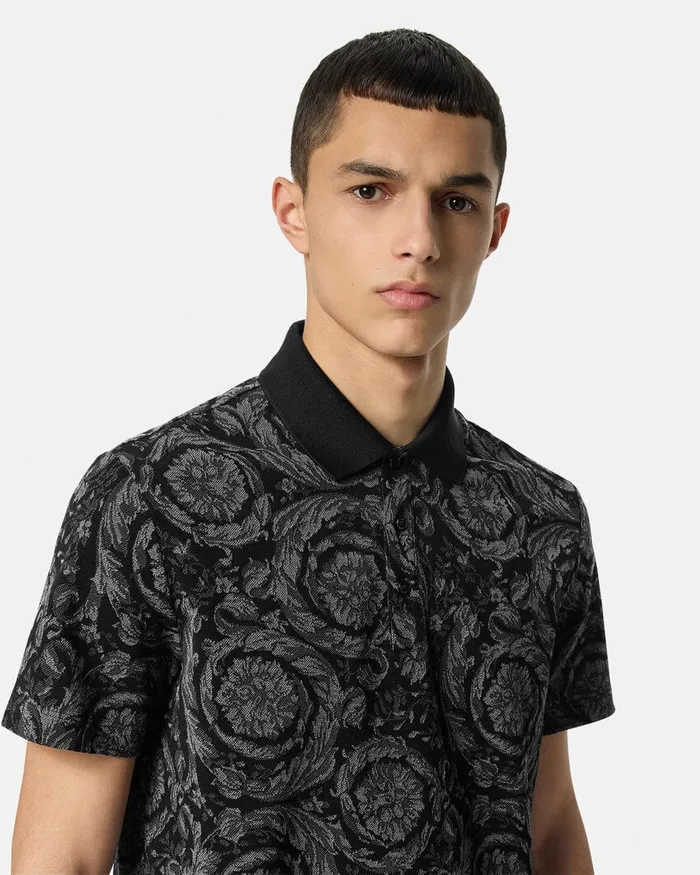 Versace TShirts and Polos Men Barocco Polo Shirt Gray