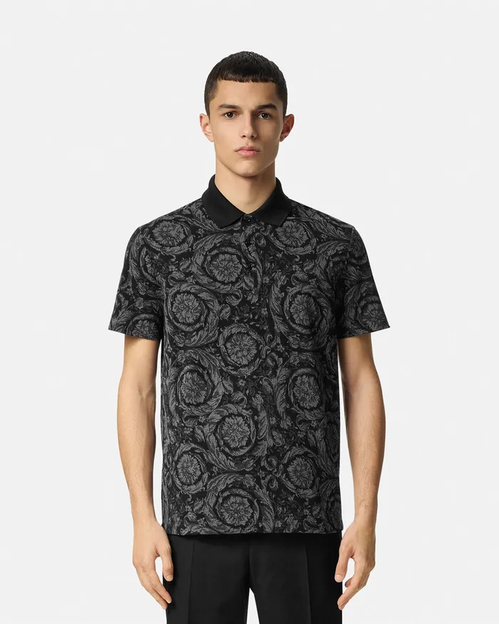 Versace TShirts and Polos Men Barocco Polo Shirt Gray