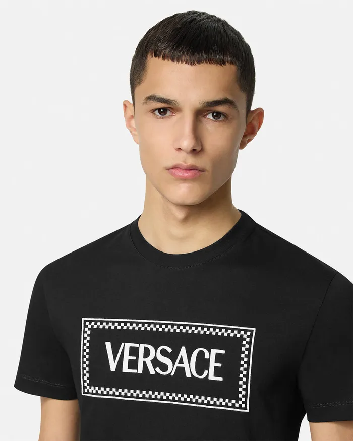 Versace TShirts and Polos Men Embroidered 03990s Vintage Logo TShirt Black
