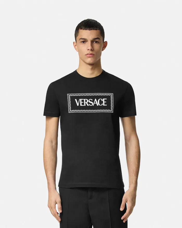 Versace TShirts and Polos Men Embroidered 03990s Vintage Logo TShirt Black