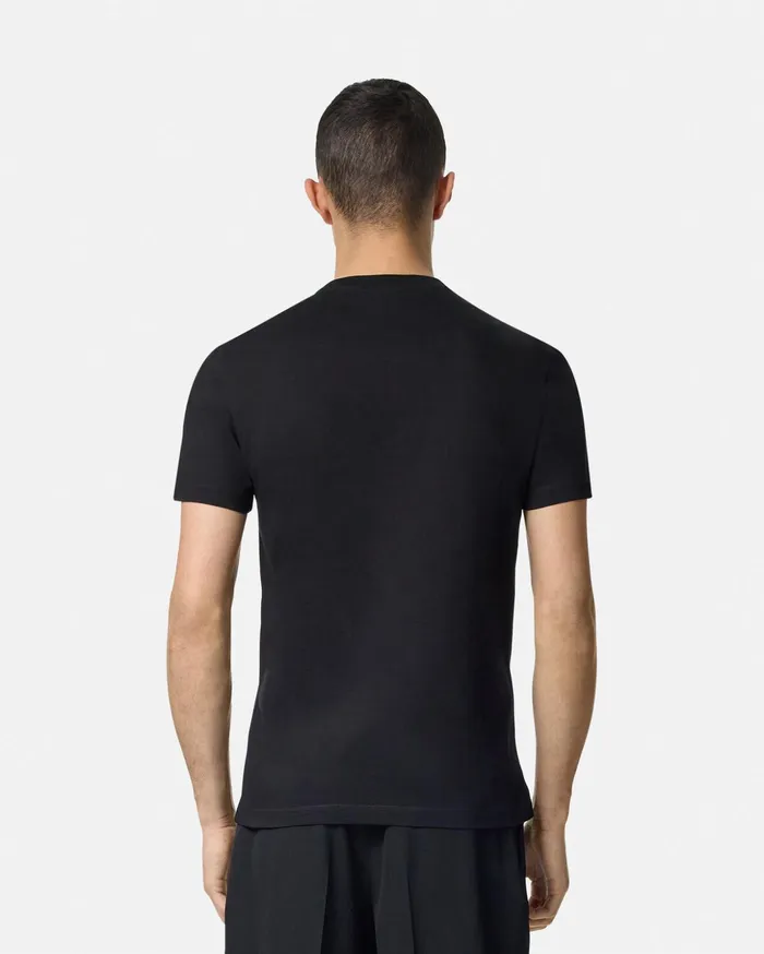 Versace TShirts and Polos Men Embroidered 03990s Vintage Logo TShirt Black