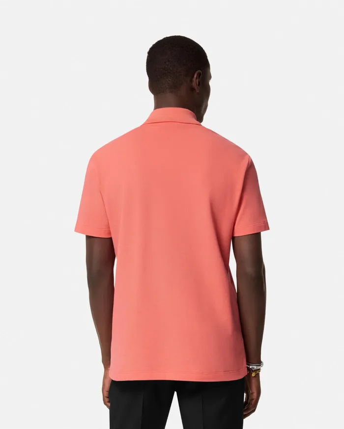Versace TShirts and Polos Men Embroidered Logo Polo Shirt Coral