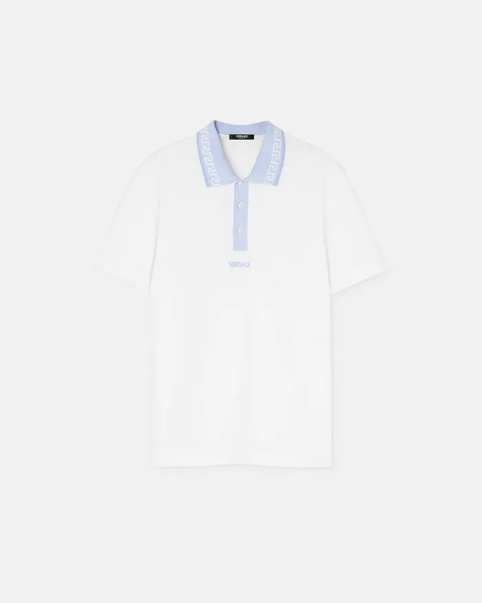 Versace TShirts and Polos Men Greca Collar Polo Shirt White