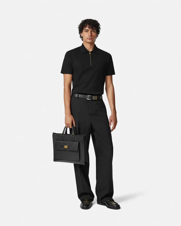 Versace TShirts and Polos Men Medusa Zip Polo Black