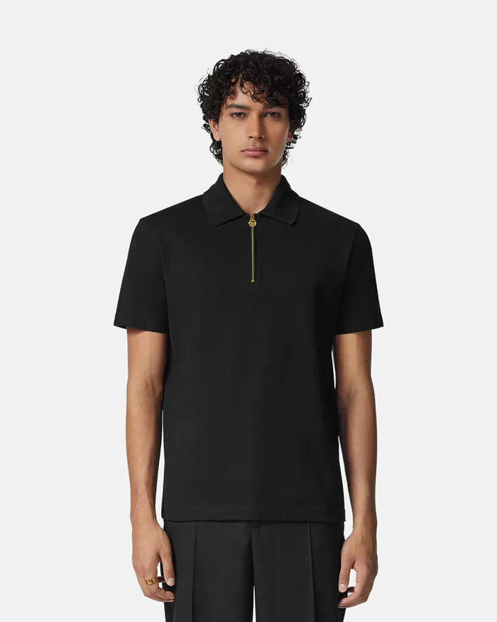 Versace TShirts and Polos Men Medusa Zip Polo Black