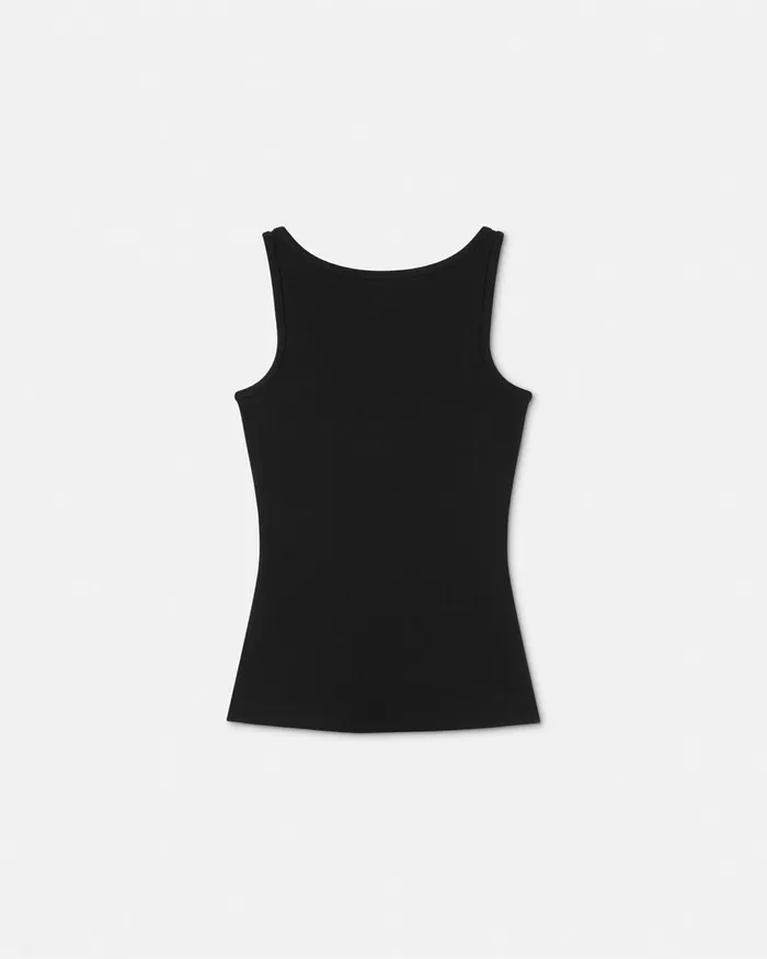 Versace TShirts and Sweatshirts Women 90s Vintage Logo Ribbed Tank Top Black