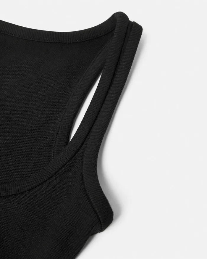 Versace TShirts and Sweatshirts Women 90s Vintage Logo Ribbed Tank Top Black