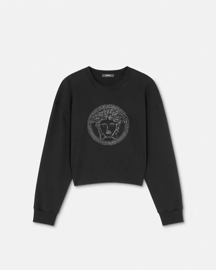 Versace TShirts and Sweatshirts Women Embellished Medusa Sweatshirt Black