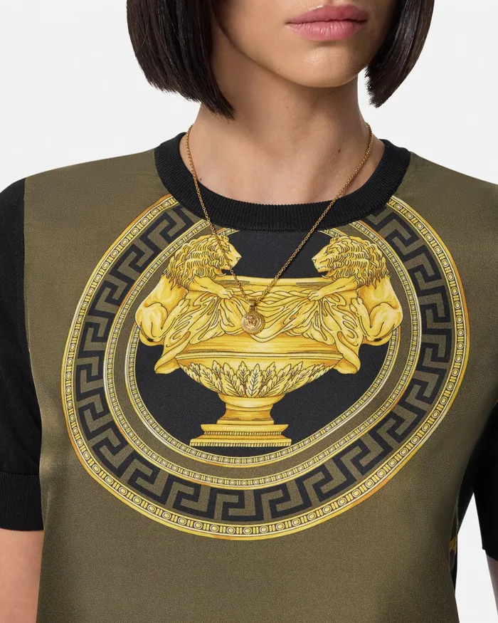 Versace TShirts and Sweatshirts Women La Coupe Des Dieux Paneled Top Black