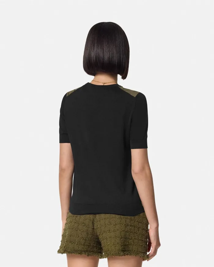 Versace TShirts and Sweatshirts Women La Coupe Des Dieux Paneled Top Black