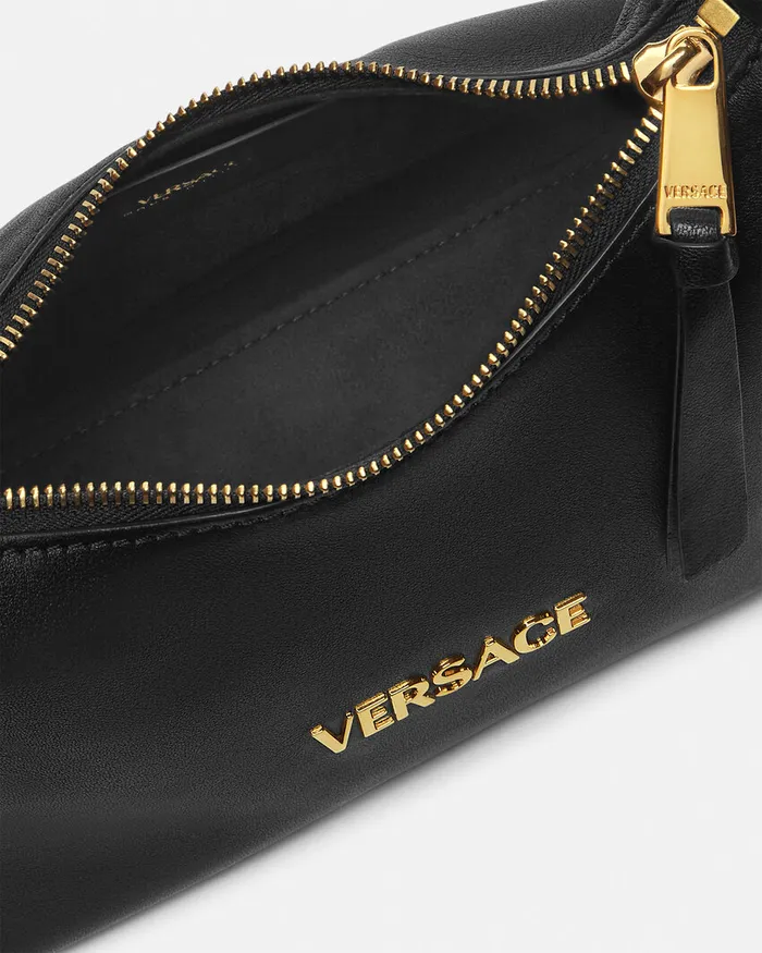 Versace Top Handle Women Tag Hobo Handbag Blackgold