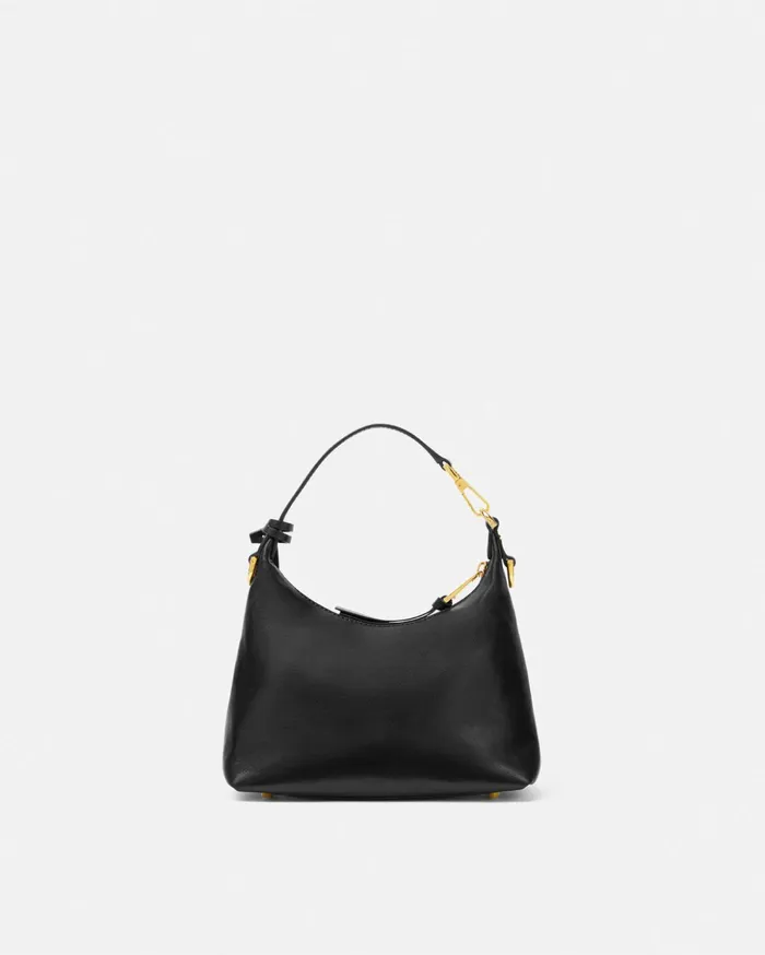 Versace Top Handle Women Tag Hobo Handbag Blackgold