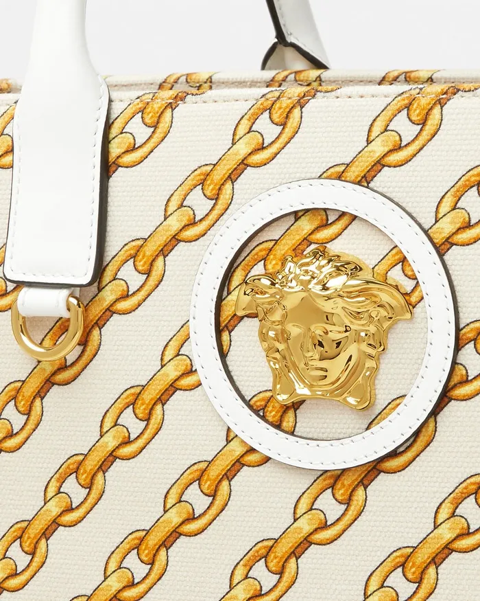 Versace Totes Women Chain Stripes La Medusa Large Tote Bag Print