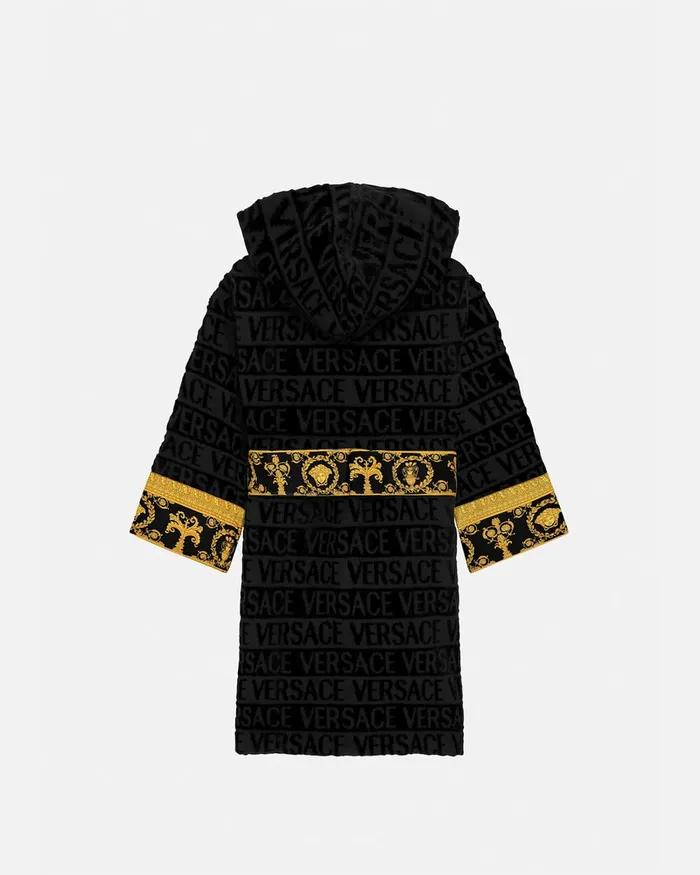 Versace Underwear and Beachwear Kids I Baroque Bathrobe Black