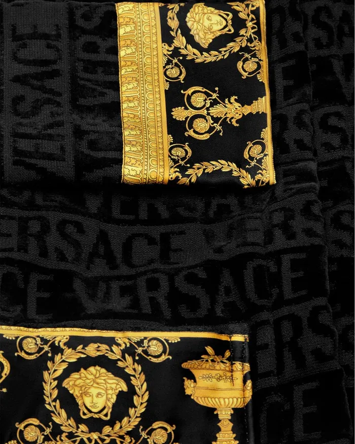 Versace Underwear and Beachwear Kids I Baroque Bathrobe Black