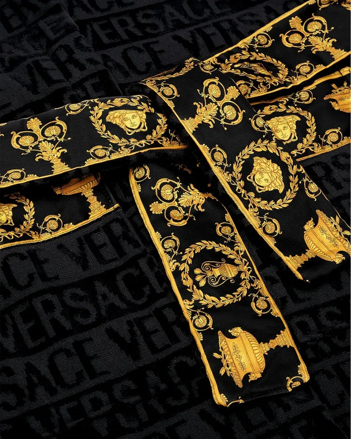 Versace Underwear and Beachwear Kids I Baroque Bathrobe Black