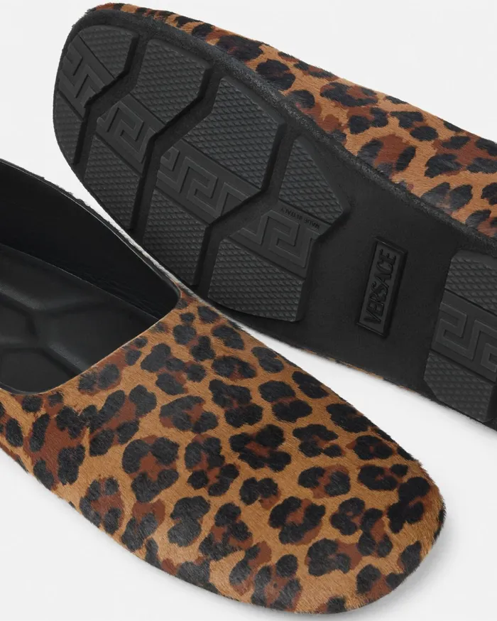 Versace Villa Men Leopard Villa Driver Shoes Animalier