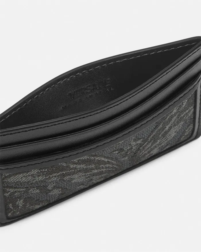 Versace Wallets Men Barocco Jacquard Cardholder Blackprint