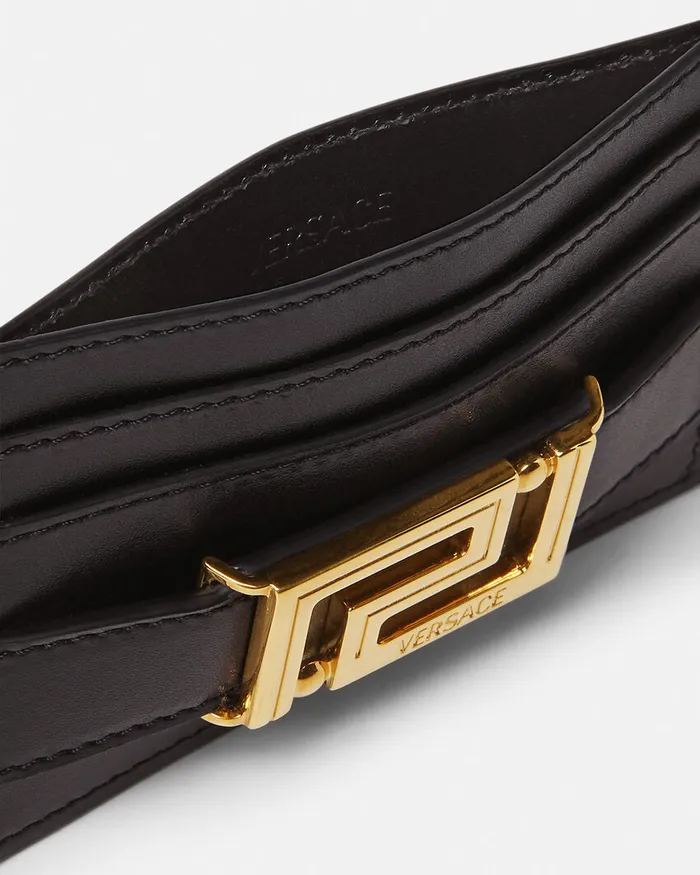 Versace Wallets Women Greca Goddess Card Holder Blackgold
