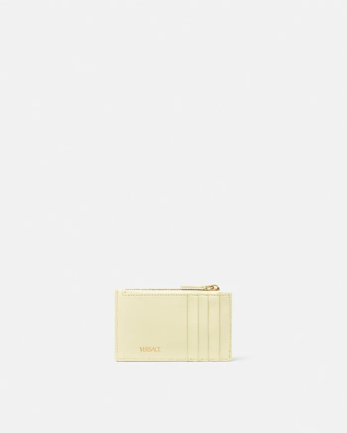Versace Wallets Women Medusa 03995 Quilted Zip Card Holder Yellow