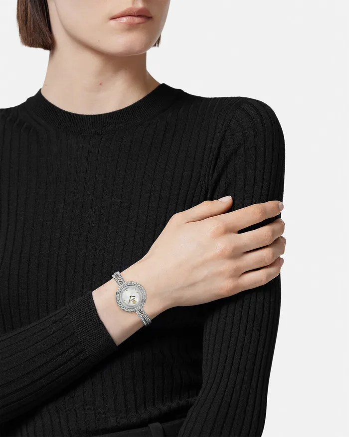 Versace Watches Women La Greca Watch Box Set Silver
