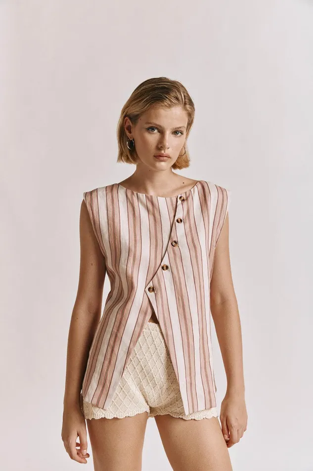 VRG GRL Aria Vest Pink Stripe Women Vests