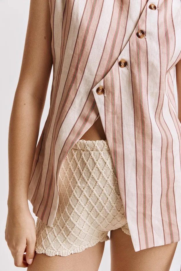 VRG GRL Aria Vest Pink Stripe Women Vests VRG GRL Aria Vest Pink Stripe Women Vests