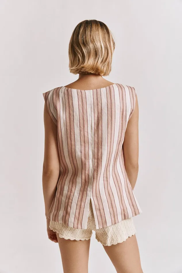 VRG GRL Aria Vest Pink Stripe Women Vests VRG GRL Aria Vest Pink Stripe Women Vests