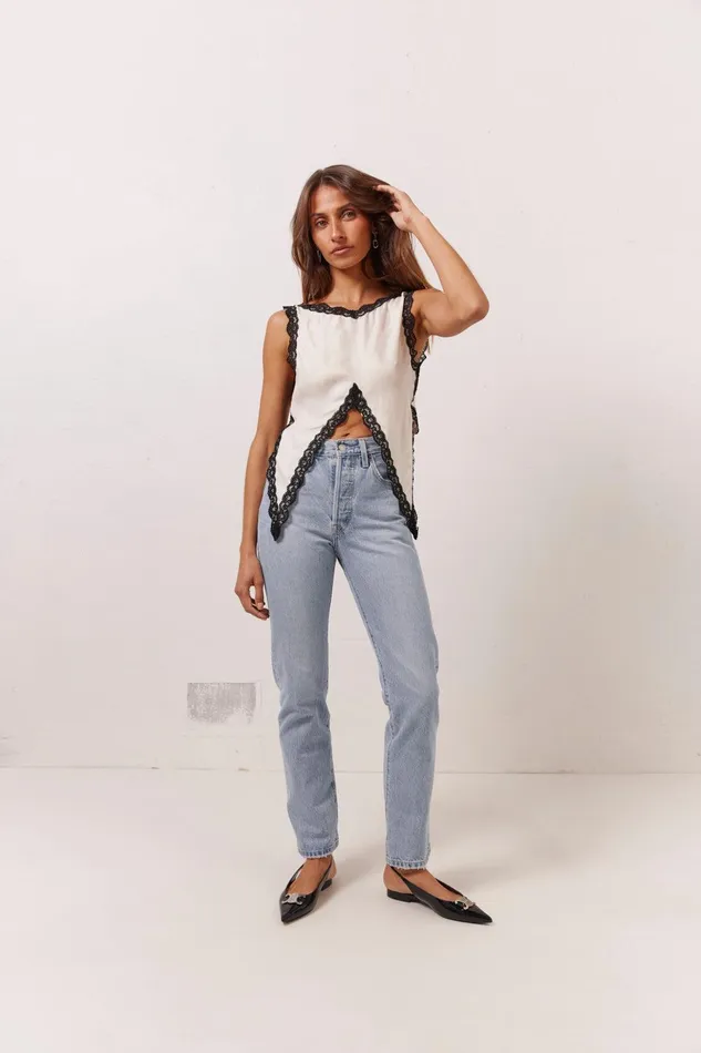 VRG GRL Aurelie Top White Women Sleeveless VRG GRL Aurelie Top White Women Sleeveless