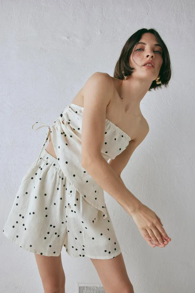 VRG GRL Eliza Linen Shorts Dot Women Sets VRG GRL Eliza Linen Shorts Dot Women Sets