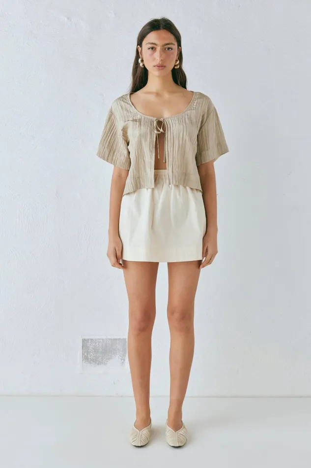 VRG GRL Elka Mini Skirt Cream Women Skirts