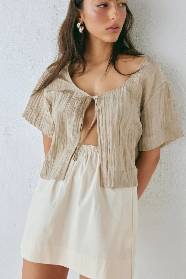 VRG GRL Elka Mini Skirt Cream Women Skirts
