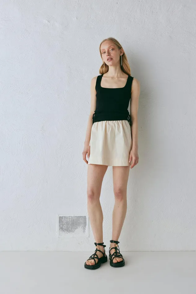 VRG GRL Elka Mini Skirt Cream Women Skirts