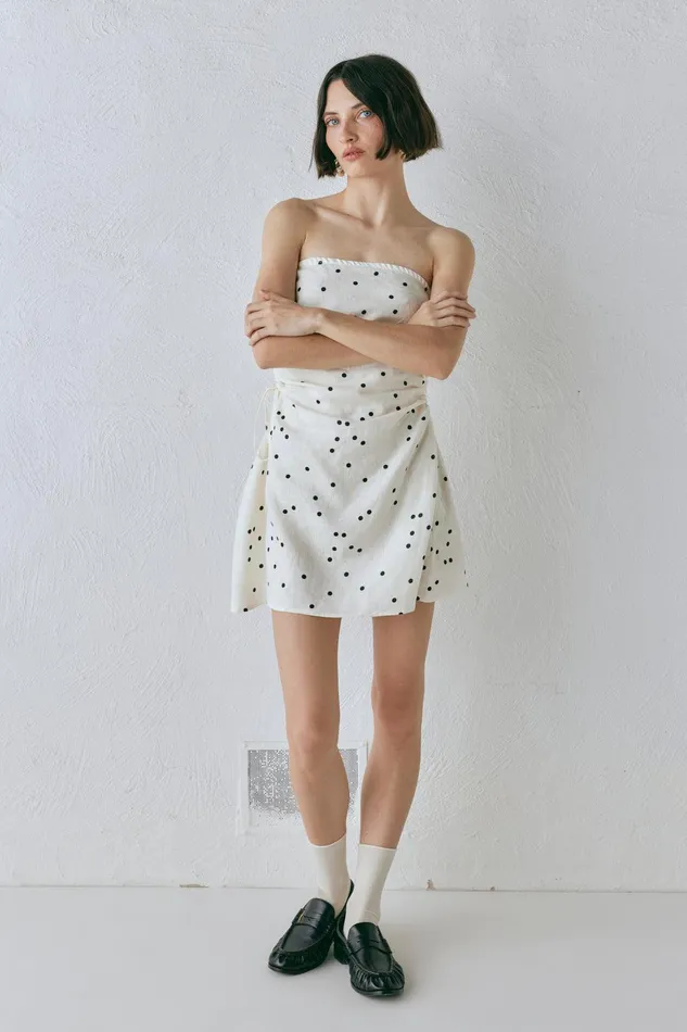 VRG GRL Gaia Linen Mini Dress Dot Women Sets VRG GRL Gaia Linen Mini Dress Dot Women Sets