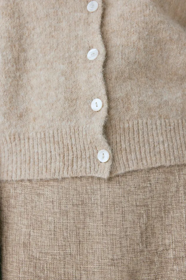 VRG GRL Henley Knit Cardigan Marle Women Cardigans VRG GRL Henley Knit Cardigan Marle Women Cardigans