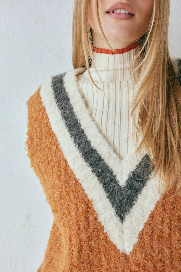 VRG GRL Macy Knit Vest Burnt Orange Women JumpersSweaters