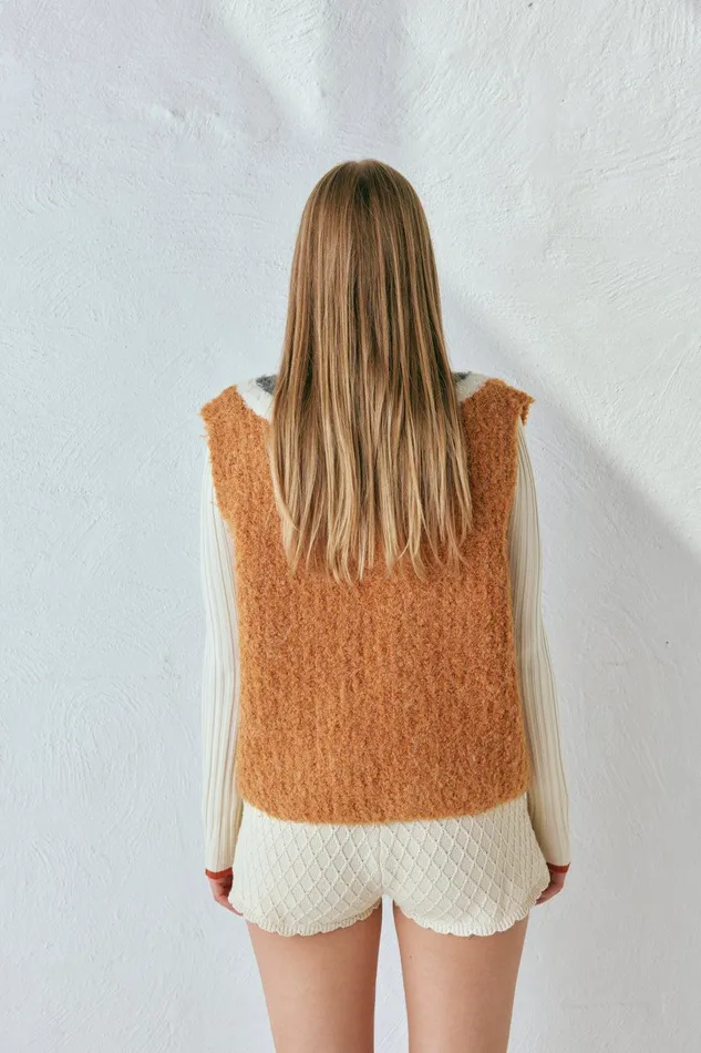 VRG GRL Macy Knit Vest Burnt Orange Women JumpersSweaters