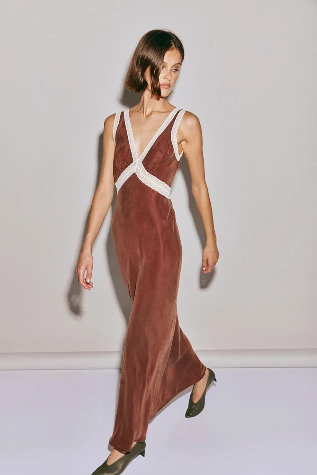 VRG GRL Meet Me On The Dance Floor Bias Cut Maxi Dress Umber Women MidiMaxi Dresses