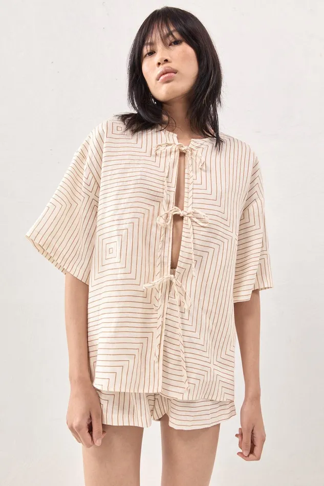 VRG GRL Naomi Linen Smock Top Juno Women Short Sleeve VRG GRL Naomi Linen Smock Top Juno Women Short Sleeve
