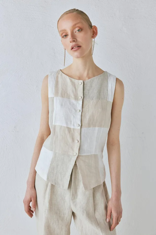 VRG GRL Rare Linen Vest Natural Women Sleeveless