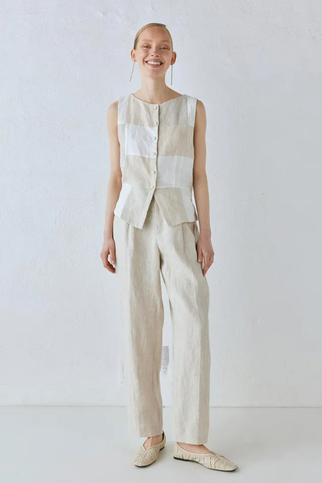 VRG GRL Rare Linen Vest Natural Women Sleeveless VRG GRL Rare Linen Vest Natural Women Sleeveless