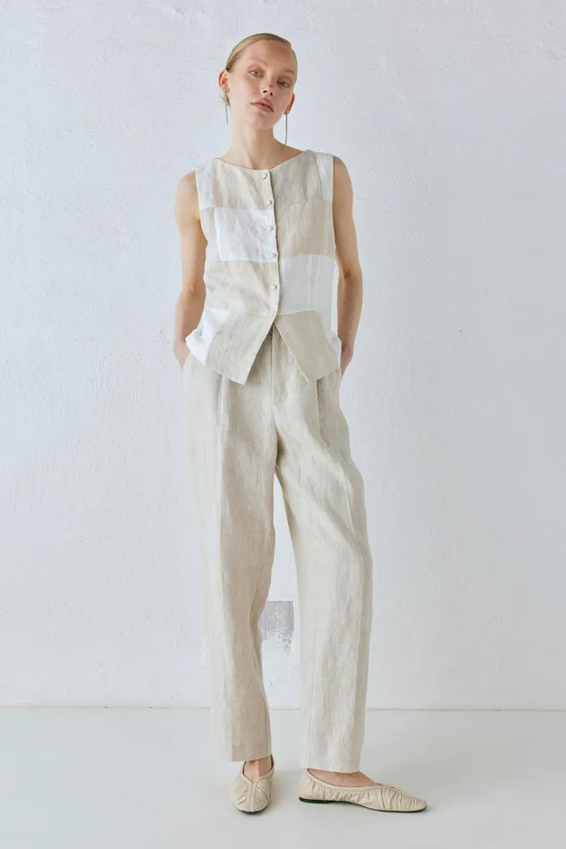 VRG GRL Rare Linen Vest Natural Women Sleeveless VRG GRL Rare Linen Vest Natural Women Sleeveless