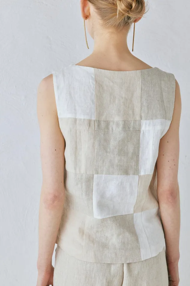 VRG GRL Rare Linen Vest Natural Women Sleeveless VRG GRL Rare Linen Vest Natural Women Sleeveless