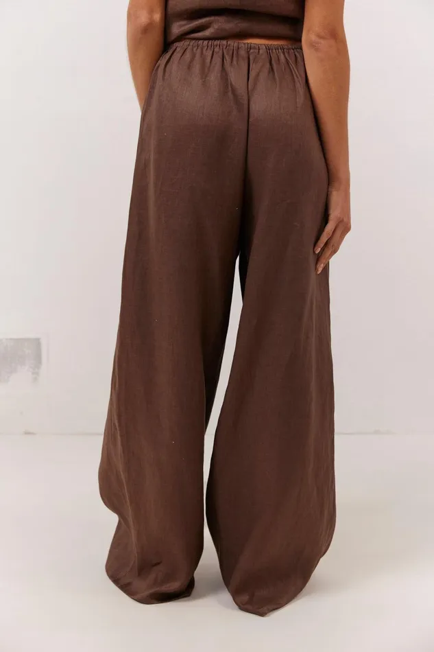 VRG GRL Raya Linen Pants Chocolate Women Sets VRG GRL Raya Linen Pants Chocolate Women Sets