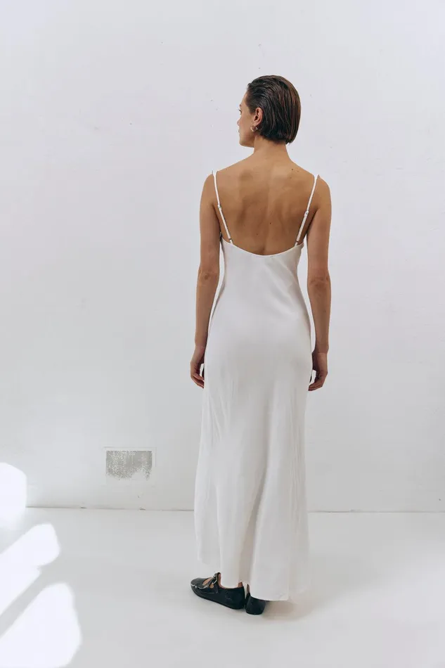 VRG GRL Rosalia Bias Cut Midi Dress White Women MidiMaxi Dresses VRG GRL Rosalia Bias Cut Midi Dress White Women MidiMaxi Dresses