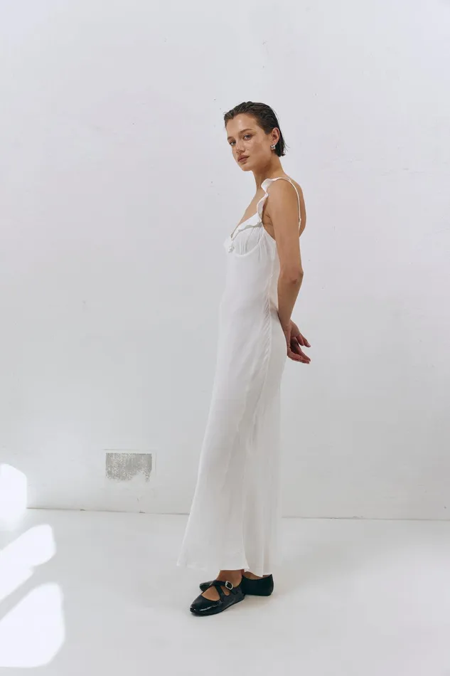 VRG GRL Rosalia Bias Cut Midi Dress White Women MidiMaxi Dresses VRG GRL Rosalia Bias Cut Midi Dress White Women MidiMaxi Dresses