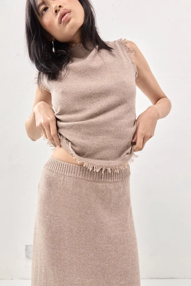 VRG GRL Rowe Knit Top Mocha Women Sleeveless VRG GRL Rowe Knit Top Mocha Women Sleeveless