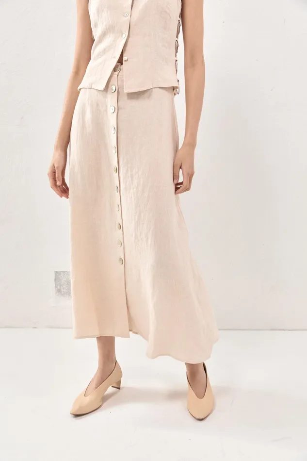 VRG GRL Thames Linen Midi Skirt Natural Women Skirts VRG GRL Thames Linen Midi Skirt Natural Women Skirts