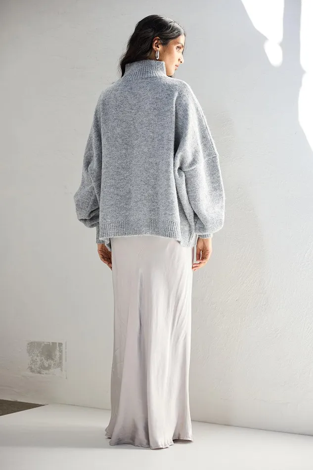 VRG GRL Yumi Knit Jumper Grey Marle Women JumpersSweaters