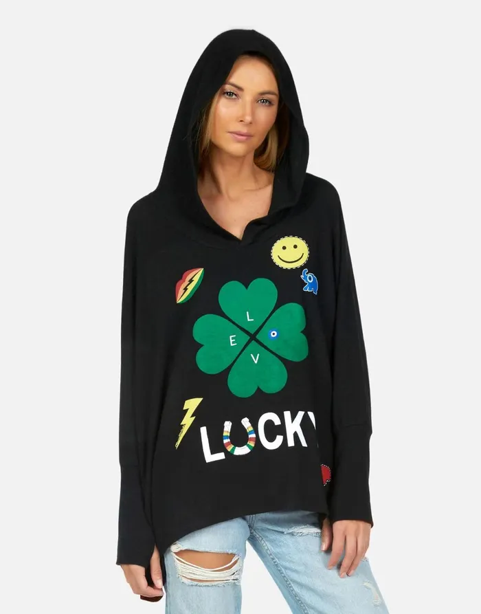 Wilma Lucky Clover Black Women039s Lauren Moshi Hoodies